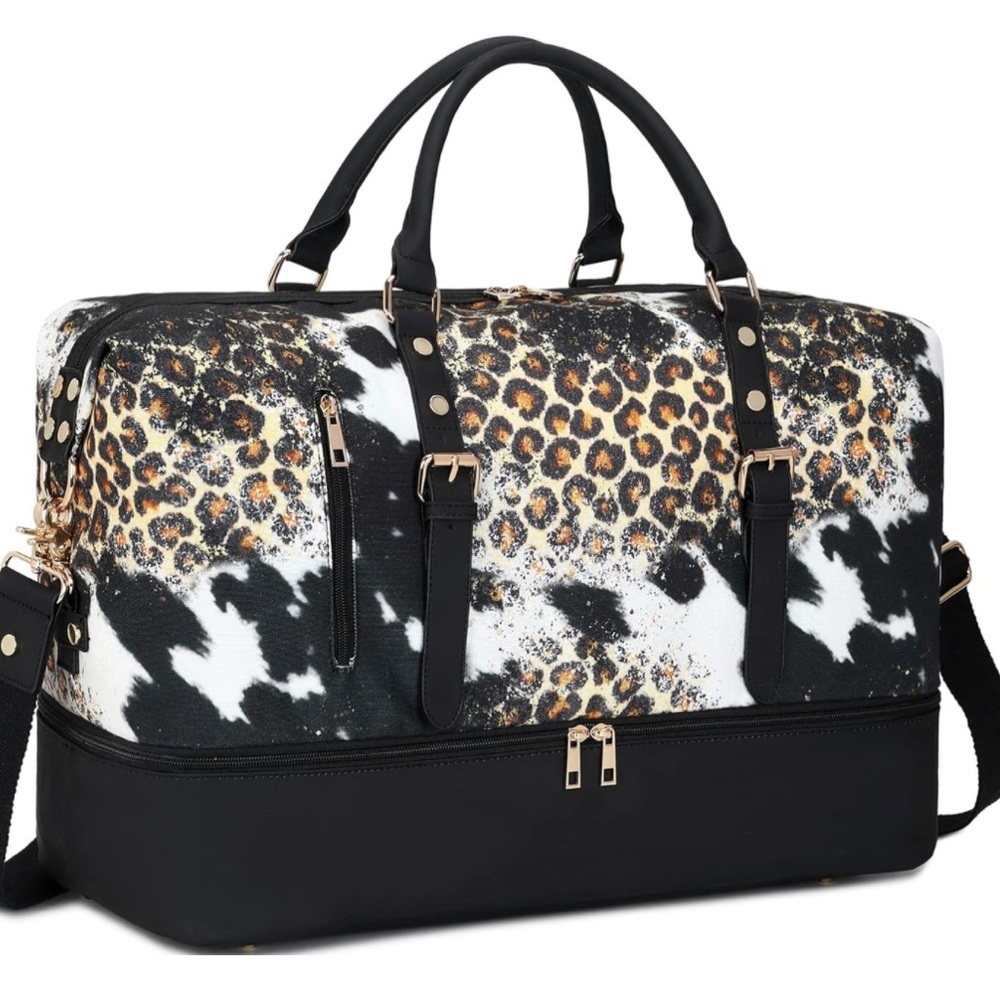 New Travel Western Boho Duffle Bag Waterproof CrossbodyTote Gym Bag Cowhide